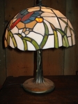 Tisch-Lampe Tiffany-Art bunt mit Broncefuß
